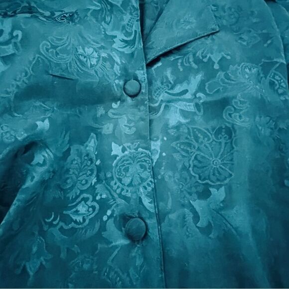 Vintage Victoria’s Secret Gold Label Dark Teal Jacquard Sleep Shirt Gown M/L - Picture 10 of 13